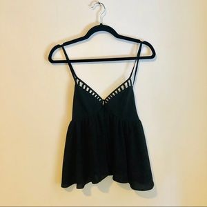 Liberty Love Black Cut Out Babydoll Tank Size M